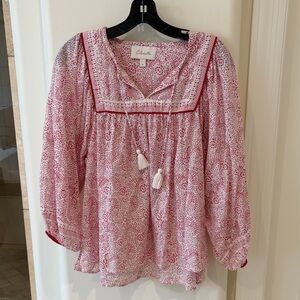 Cleobella Red and White Paisley Blouse